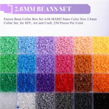 Fusion Bean Collar Box Set with MARD Same Color Size 2.6mm Collar Set, for DIY, Art and , 250 Pieces Per Color