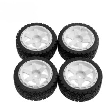 1/10 RC Car Wheels and Tires 67mm Rubber with Plastic Rim for Tamiya TT02 XV01, Reliable Grip 4pcs Set