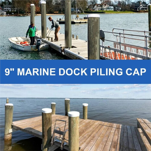 9" Marine Dock Piling Cap, Round Cover Cap for Fence/Boat/Dock/Post/Pole and Pylon Pipe 2