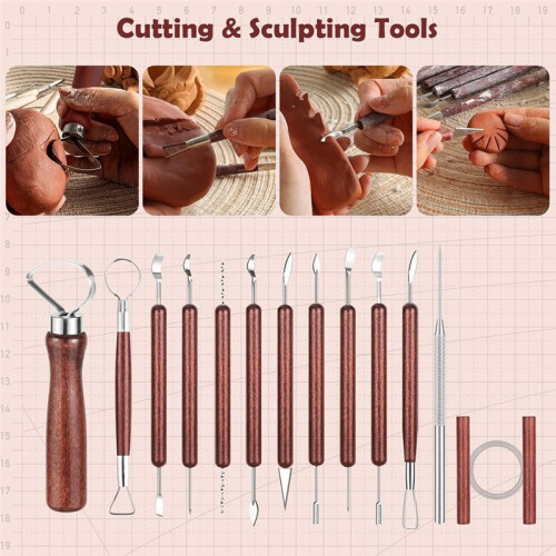 36PCS Pottery Tools and Supplies, Ceramic Polymer Tools Kit, Clay Tools Sculpting Set for Pottery, Pottery Wheel,Carving 1