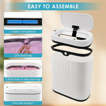 Poubelle à Capteur pour la Cuisine, 8 L, Sans Contact, Étanche et Automatique avec Couvercle, pour la Cuisine et la Salle de Bain