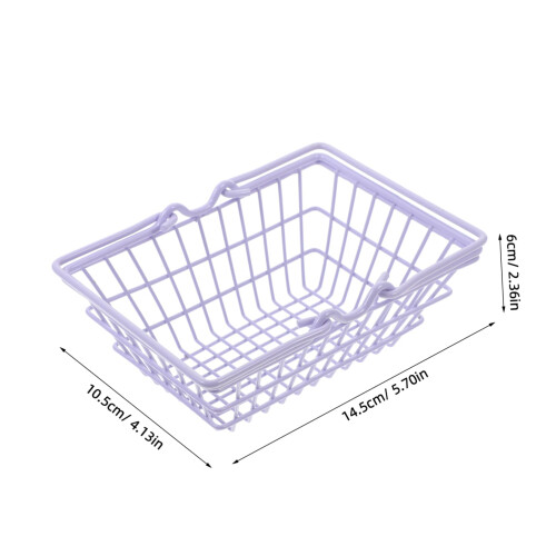 2pcs Stackable Storage Baskets with Handles, Small Iron Wire Bins for Shelves and Desktop Organization 2
