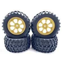 RC Car Wheels 1/16 Scale 82mm Rubber Tires with Durable Metal Rim 12mm Hex Hub Visibility Yellow
