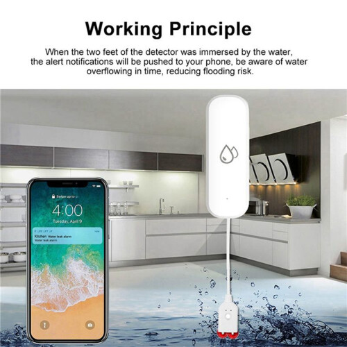 2X Tuya Zigbee Water Sensor Alarm Water Leak Detector Flood Alert Overflow Security Alarm System Works 2