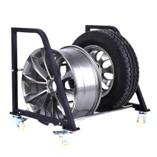 Heavy Duty Mobile Tire Storage Rack with Wheels, FourTire Capacity Freestanding Garage Organizer