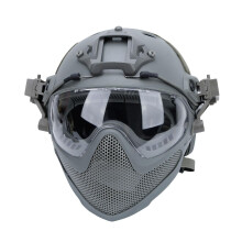 Airsoft Tactical Helmet with Detachable Face Mask, Anti‑Fog Impact‑Resistant Goggles for Paintball