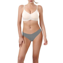 Women'S Ice Silk Underwear, Cotton Crotch, Low Rise, Skin-Friendly, Solid Color, Large Size Briefs Gray XXL