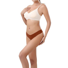 Women'S Ice Silk Underwear, Cotton Crotch, Low Rise, Skin-Friendly, Solid Color, Large Size Briefs Brown XXL