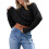 Women'S Oversized Cable Knit Crewneck Sweaters Black XXL 1