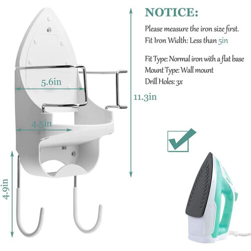 2X Iron Board Hanger Wall Mount Electric Iron Holder Iron And Ironing Board Storage Shelf with Removable Hooks -2 1