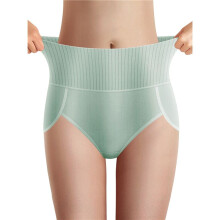 Women'S Breathable Solid Color Triangle Underwear High Waist Tummy Control Hip Lifting Fruit Green M