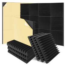 6-Pack Geluiddichte Schuimpanelen, 2 X 12 X 12 Inch, Zelfklevende Wig met Hoge Dichtheid, Akoestisch Schuim, Geluiddichte Wandpanelen