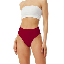 Women'S Large Size Cotton Half-Cover Hip High Waist Solid Color High Slit Briefs Red S