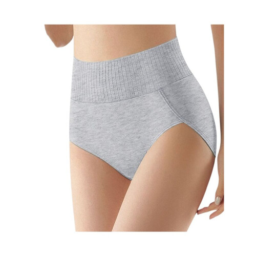 Women'S Breathable Solid Color Triangle Underwear High Waist Tummy Control Hip Lifting Gray M