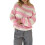 Damen Oversize-Pullover mit Streifen, Farbblock-Strick, Langarm-Sweatshirt, Lockerer Pullover, Y2K-Preppy-Pullover Rosa S 1