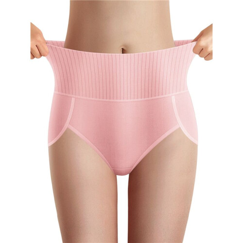 Women'S Breathable Solid Color Triangle Underwear High Waist Tummy Control Hip Lifting  L
