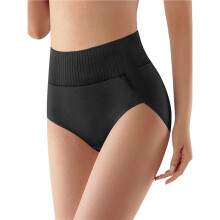 Women'S Breathable Solid Color Triangle Underwear High Waist Tummy Control Hip Lifting Black XL