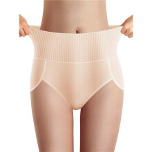 Women'S Breathable Solid Color Triangle Underwear High Waist Tummy Control Hip Lifting Skin Color XL