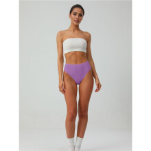Women'S Large Size Cotton Half-Cover Hip High Waist Solid Color High Slit Briefs M