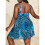 Women'S 2025 Summer  Size U Neck Printed Tummy Control Side Split Tankini Swimsuits  Leopard Pattern 5XL 5