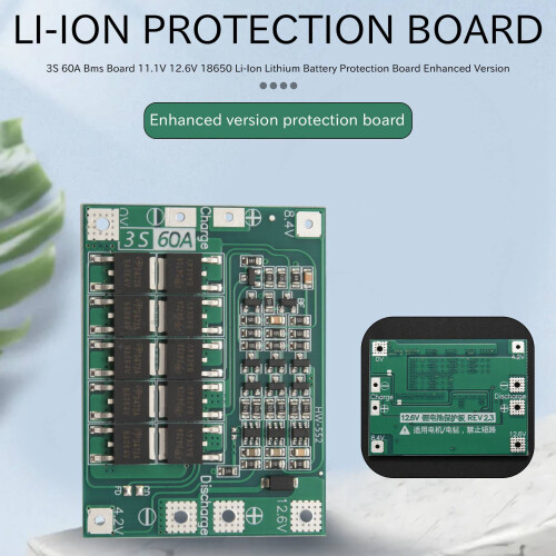 3X 3S 60A Bms Board 11.1V 12.6V 18650 Li-Ion Lithium Battery Protection Board Enhanced Version 1