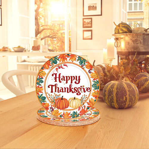 Papperstallrikar för Thanksgiving, 24 st, 23 cm kraftiga 2