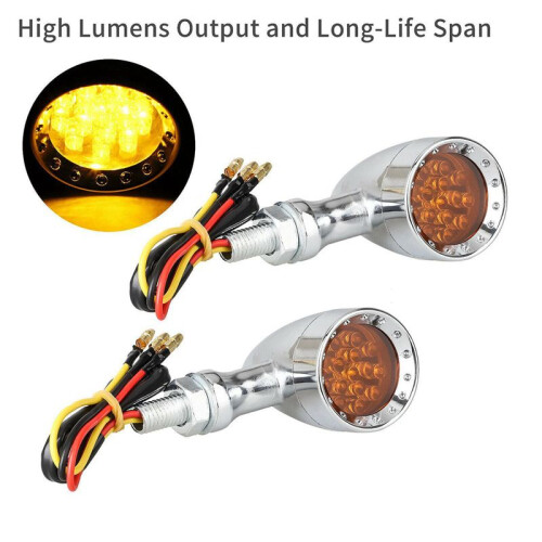 4Pcs Universal Amber Chrome Motorrad LED Blinker Licht Bremse RüCklicht 2