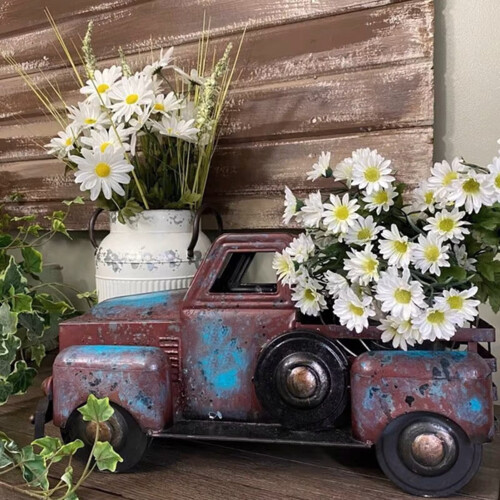 Γλάστρα Rustic Truck Farmhouse Blue Συνθετική Ρητίνη 1