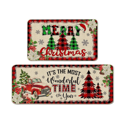 Christmas Kitchen Mat Set 2 Pieces