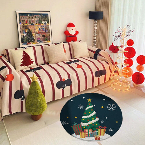 Christmas area rug round soft white 23 inch