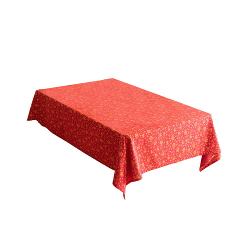 Red Polyester Christmas Bell Snowflake Tablecloth