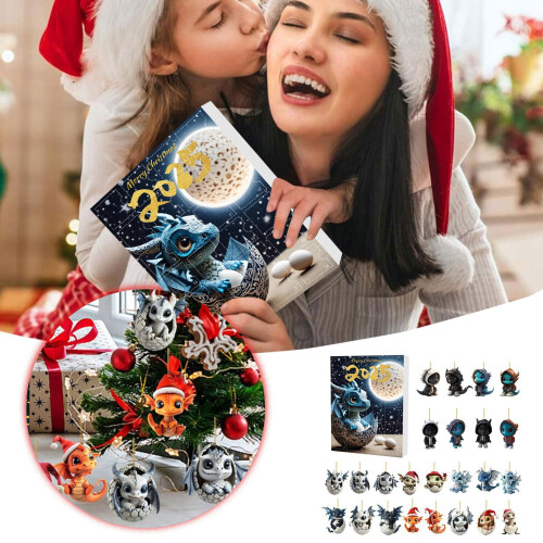 Ημερολόγιο Cairmei Advent 24 ημερών μενταγιόν με μπλε δράκο