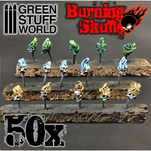 Games Workshop Green Stuff World 30x Resin Burning Skulls 2