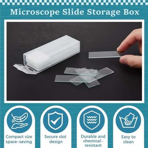 100Pcs Microscope Slide Storage Box Plastic Rectangle Blood Slide Holder for 5 Slides with Lid for Lab Classroom Biology 1