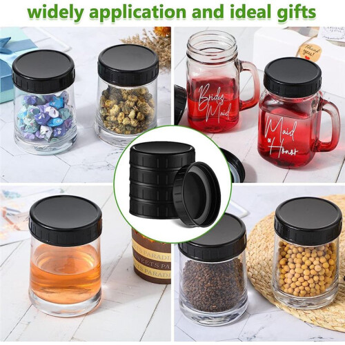 Jar Lids Plastic Storage Caps with Rubber Seal Replacement Plastic Lids for Jars Canning Jars and More,86 mm 2