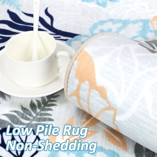 Washable floral rug gray blue 2 ft x 6 ft 1