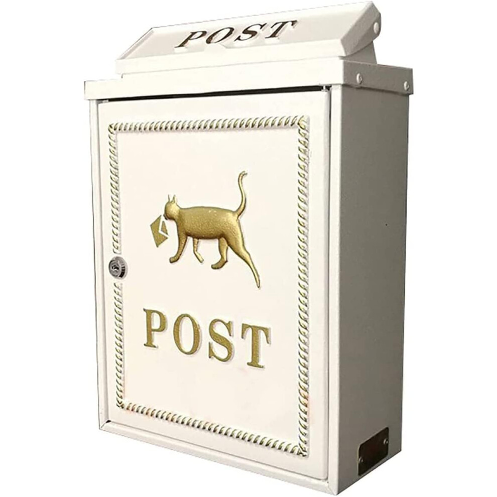 Wall Mounted Locking Mailbox For Home And Office, Weatherproof Secure Metal Drop Box With Key Lock 9330225780328