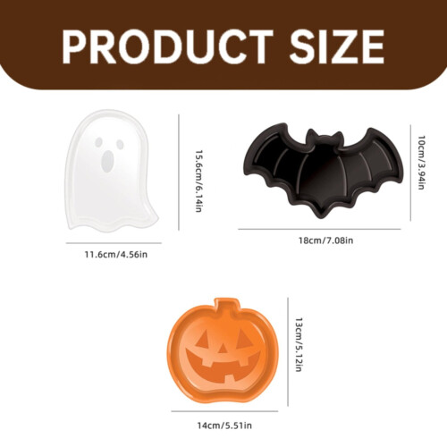 Μαύρα πλαστικά πιάτα με νυχτερίδες για το Halloween – Συσκευασία των 3 2