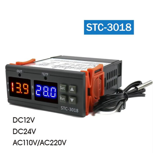 STC-3018 Dual Digital Temperature Controller Two Relay Output Thermoregulator Thermostat with Heater Cooler 12V 2