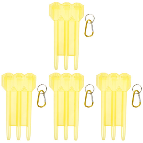4Pcs Yellow Plastic Cases Portable Dart Storage Boxes with Carabiner