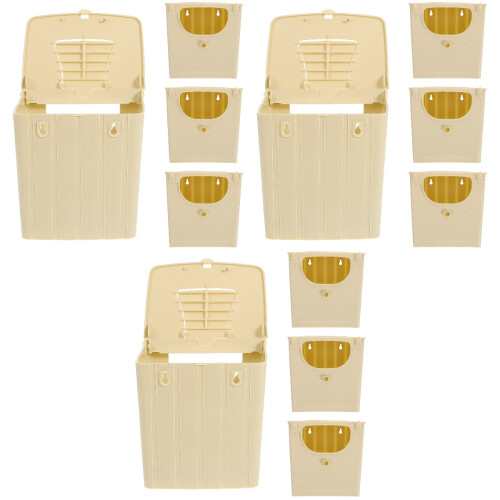 12Pcs Khaki Hanging Bird Nesting Box Plastic Hut for Small Pet Birds