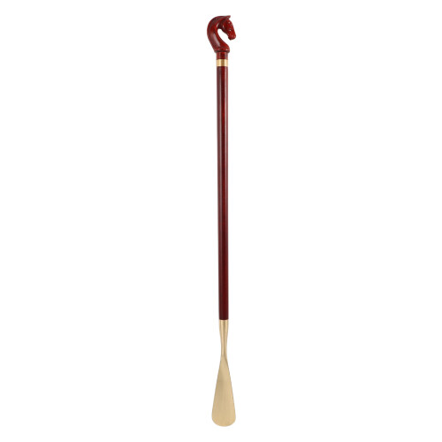 Brass Tip Shoe Horn Long Handle Wood for Easy Boot Wearing Aid