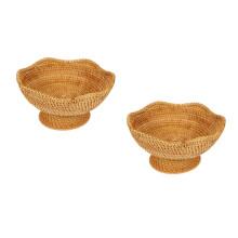 2Pcs Small Woven Storage Basket Khaki Color for Keys and Snacks