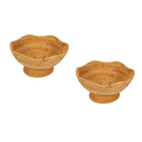 2Pcs Small Woven Storage Basket Khaki Color for Keys and Snacks