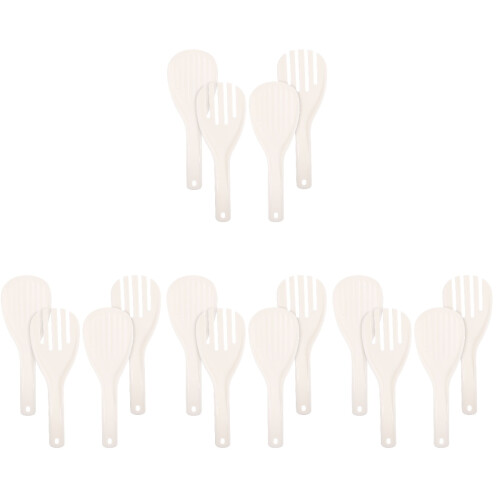 16Pcs Compact White Rice Paddle Cooking Spoons Non-Scratch Tableware