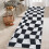Modern Checkered Runner Rug Black 2 ft x 6 ft 2