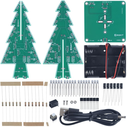 Flashing Christmas Tree Kit with Colorful LEDs, 3D DIY Electronic Soldering Practice Educational Module