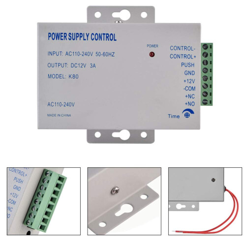 Door Access Control Power Supply 12V 3A 30W, AC110V240V Input, Stable Output for Access System 2