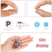 Alphabet Letter Beads, Glass Beads Set for Bracelets Making, DIY, Art and with Rolls of Elastic String Cord