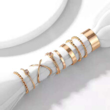 9Pcs Vintage Metal Knuckle Ring Set Ladies Punk Twist Ring Bohemian Fashion Jewelry Gift(Gold)